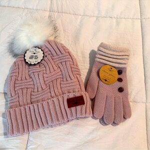 Britt’s Knits Pom Lined Beanie and Gloves